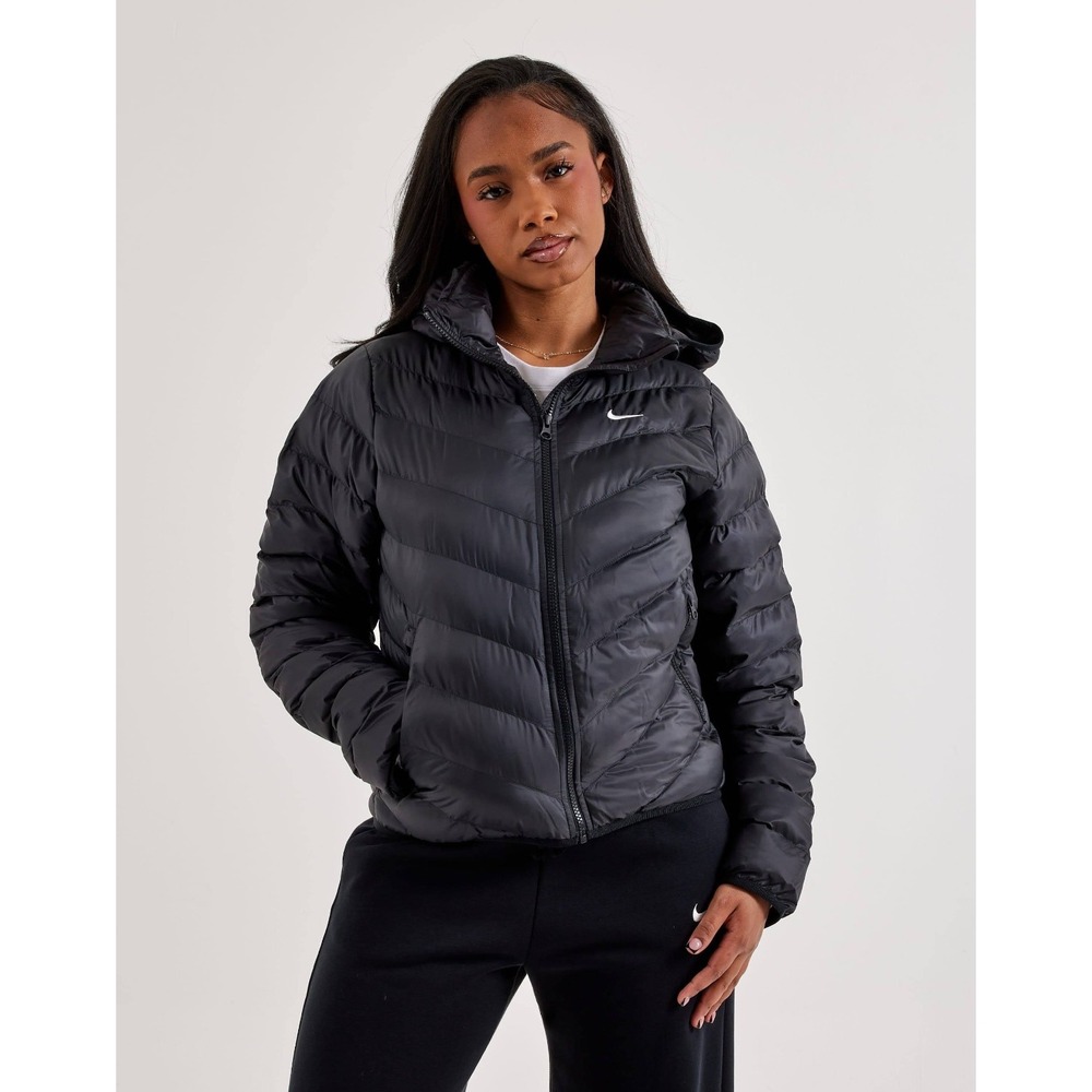 Womens Size S Nike Windpuffer Therma‑Fit Hooded Puffer Jacket Black HV2457‑010